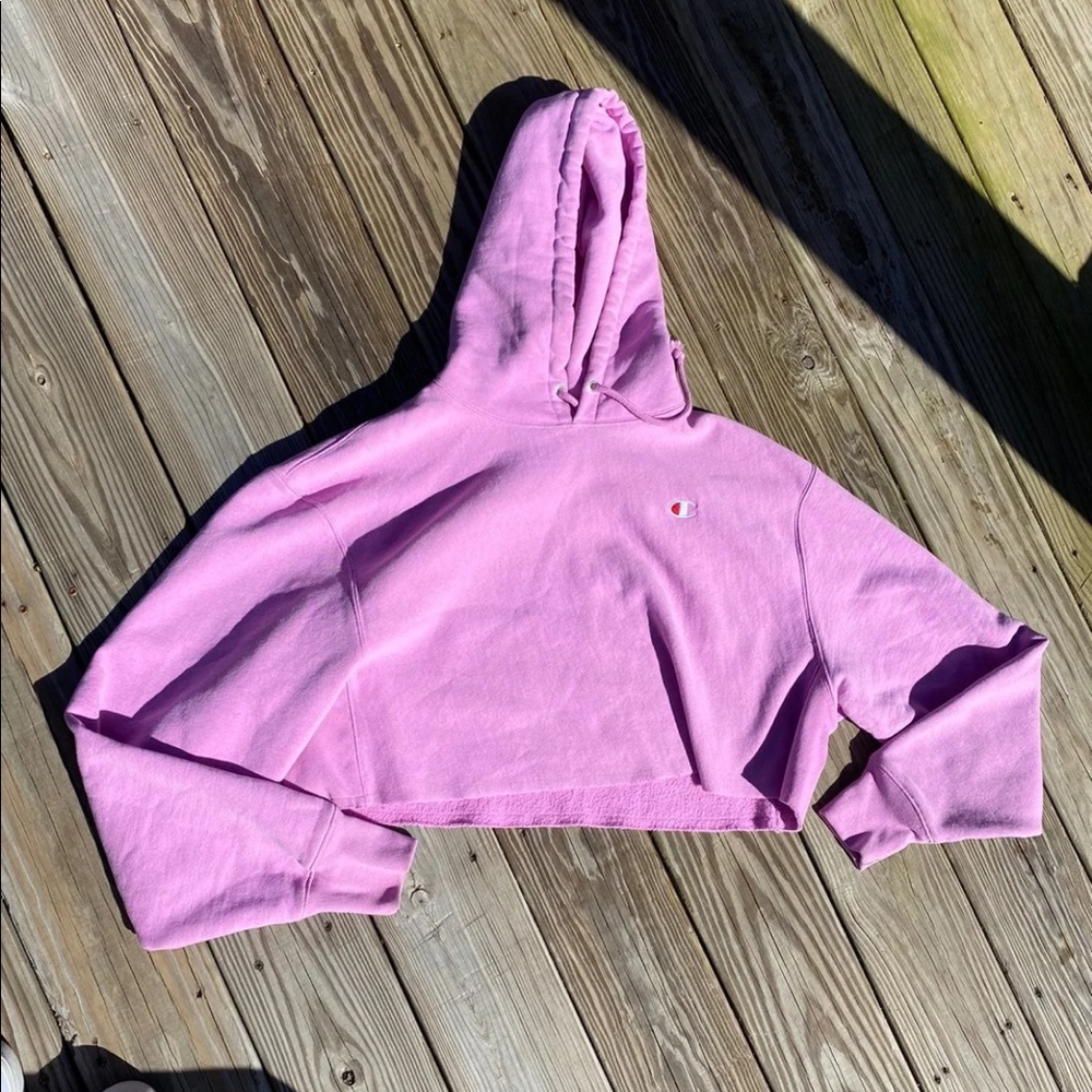 pink champion hoodie